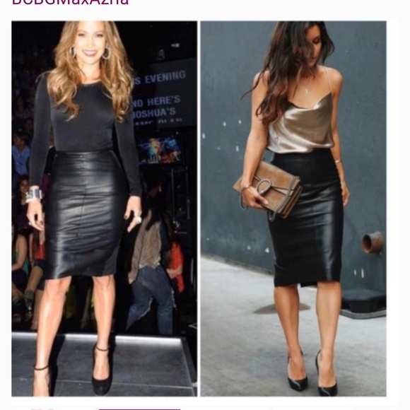 BCBG Max Azria Black 100% leather pencil skirt size 6 - Picture 9 of 9